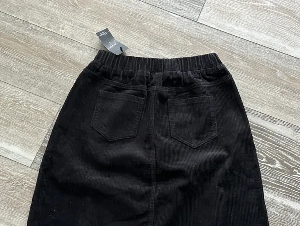 NWT Chartou Collection Sz 8 Black Corduroy Skirt Pull On Elastic Waist - Image 7