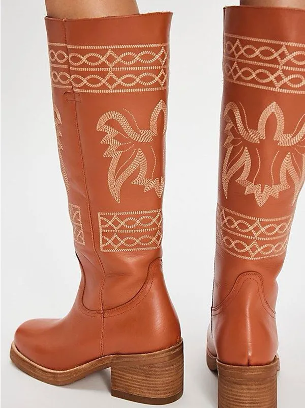 Free People x Dingo Avalon Embroidered Western Boots Russet Size 7.5 - Image 6