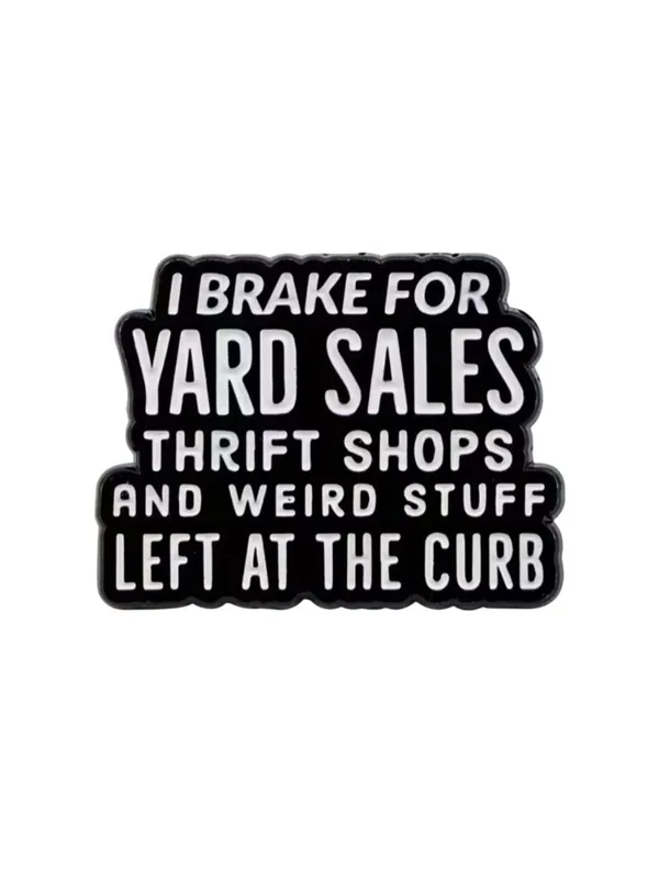 YARD SALES THRIFTING Backpack Lapel Enamel Pin NEW - Image 2