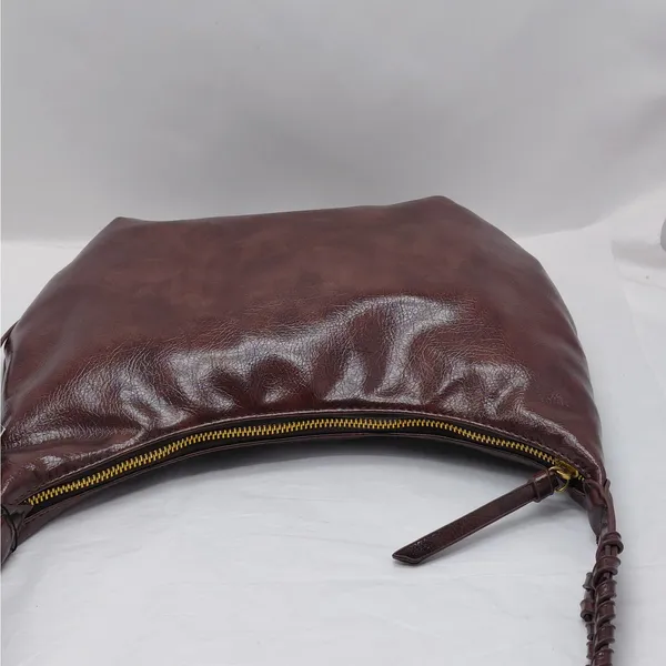 Olivia & Kate Womens Shoulder Bag Brown Vegan Leather Slouch Hobo Purse Travel - Image 9