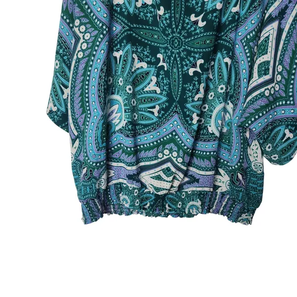 New York & Company Green Floral All Over Print V-Neck Tunic Blouse Top Size XL - Image 8