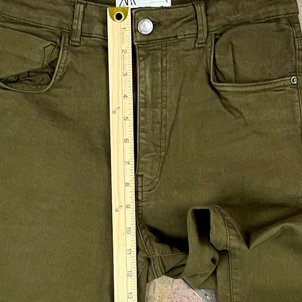 Zara High-Rise Skinny Olive Green Jeans 10 - Image 5