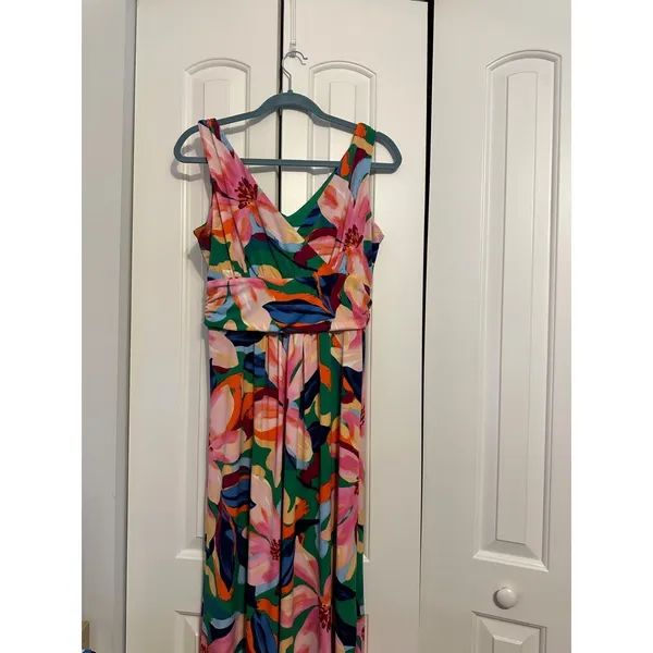 Pappagallo Maxi Dress Floral‎ Multicolor Small Excellent Ruched Empire Waist NWT - Image 3