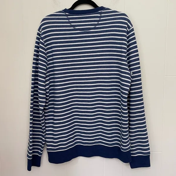 Old Navy Crewneck Striped Long Sleeve Top Fleece Lined Nautical ~ Women’s Size L - Image 2