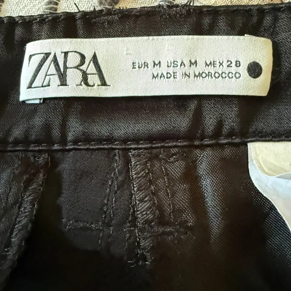 ZARA | Black Satin Baggy Cargo Pants with Drawstring ankles | Medium - Image 6