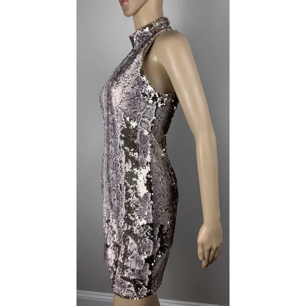 Fab'rik Bodycon Sequins Snakeskin Mini‎ Dress Sz S Cocktail Party Club Sexy Date - Image 11