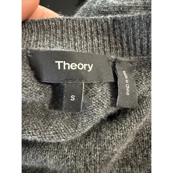 Theory Karenia‎ L Cashmere Sweater Womens Small Charcoal Grey Crew Neck I0718706 - Image 5