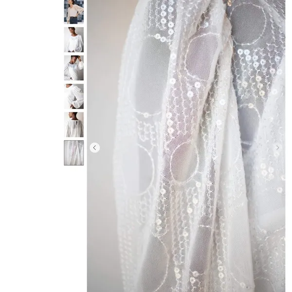 Eva Franco Sheer Sequined Blouse White - Image 7