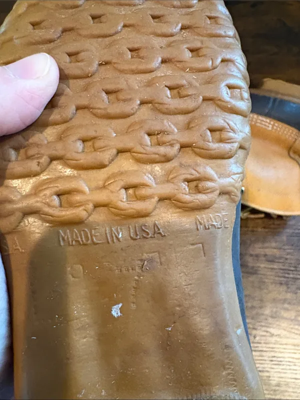 Vintage LL Bean Maine‎ Duck Rain Boots Tan Leather Brown Rubber Size 7 - Image 4