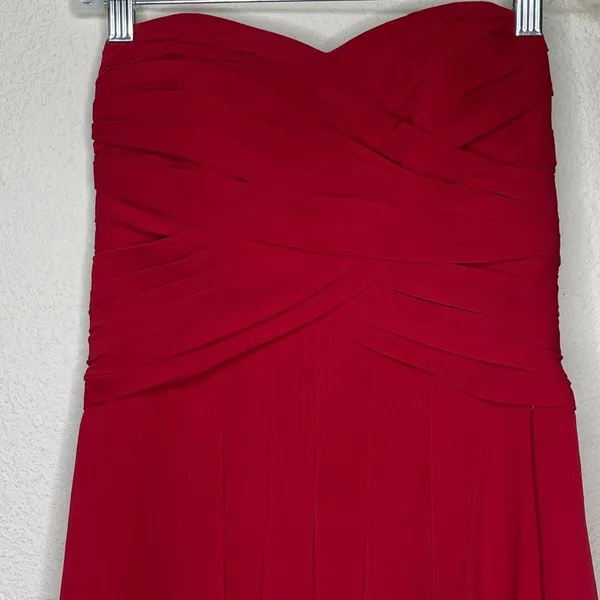 David's Bridal Strapless‎ Dress Red - Image 2