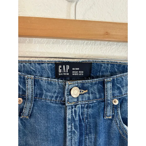 Gap High Rise Wide Leg Jeans Womens Size 10 30R Dark Wash NWT - Image 4