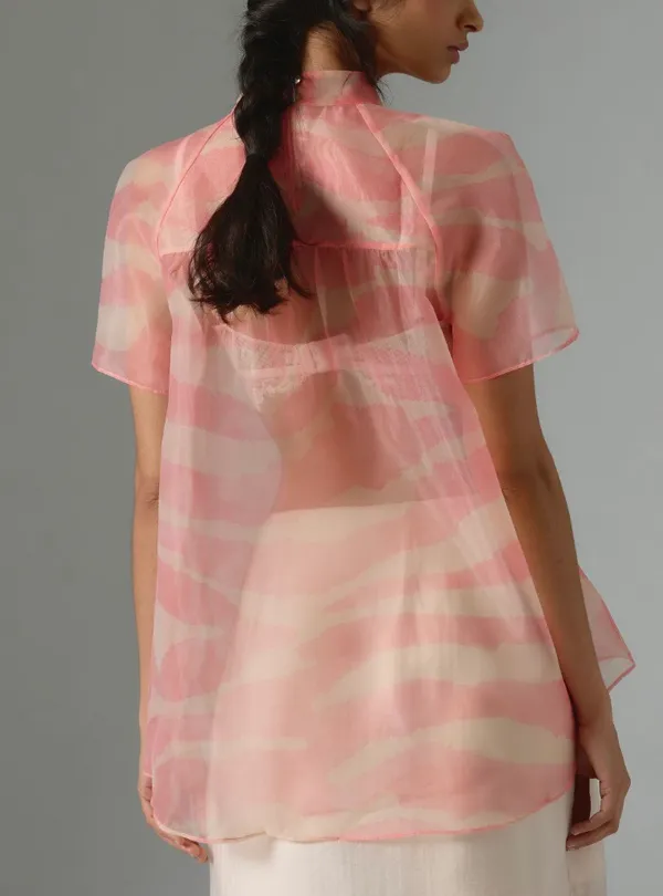 Anthropologie Daniel Rainn Mock Neck Organza Blouse, Size L - Image 3