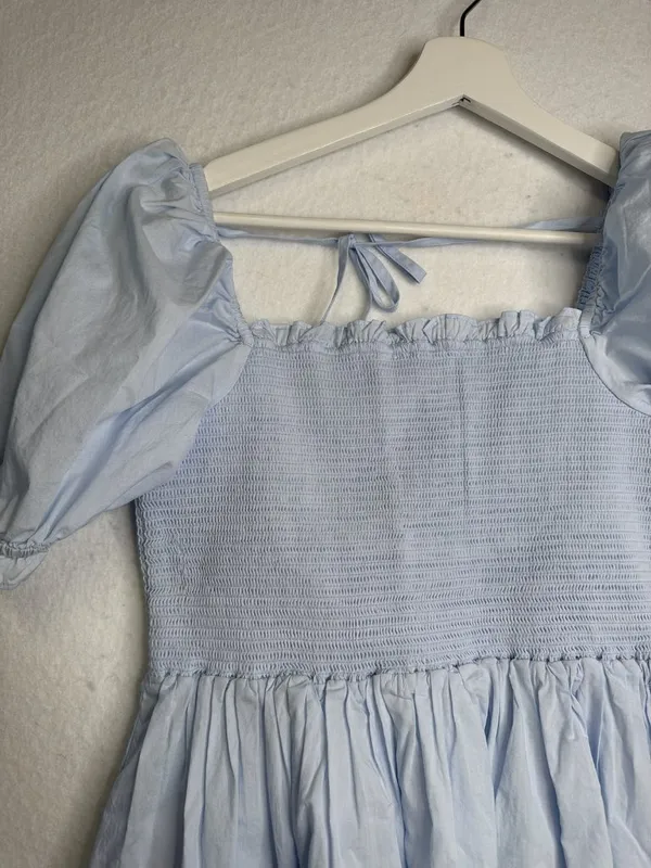 Aritzia’s Sunday Best Tessa Poplin Puff Sleeve Smocked Square Neck Mini Dress - Image 5