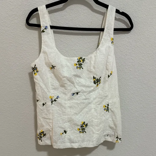 Anthropologie Vanessa Virginia Lace Corset Tank Top White Floral Embroidered 10 - Image 3