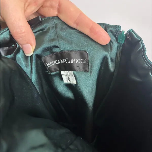 Jessica McClintock Vintage Taffeta Strapless Teal Emerald Green Party Dress - Image 4