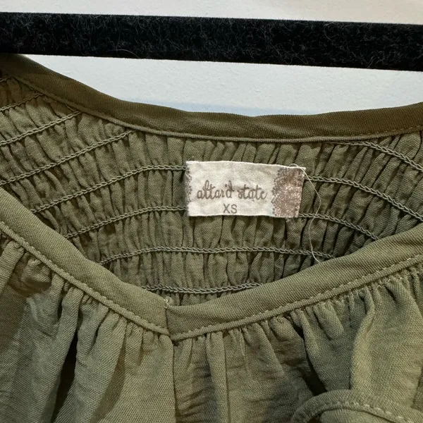 Altar’d State Olive Green Peplum Ruffled Blouse - Image 2