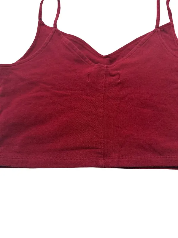 Hollister Burgundy Ribbed Sweetheart Cami Crop Top Tank Shirt Low Medium Women's - Image 2