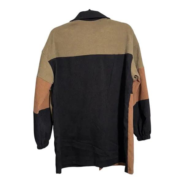 SHEIN Patchwork Shacket Elasticized Sleeves Large‎ Oversized Lightweight - Image 2