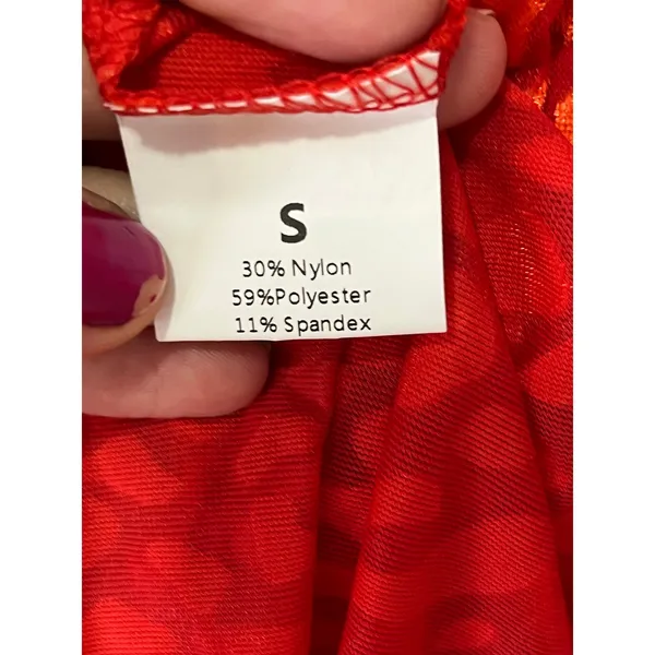 Ranch Dress’n Mock Neck Layering Shirt Red Orange Floral Burnout Small New - Image 7