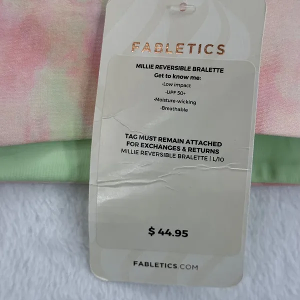 Fabletics Millie Reversible Bralette Size L Low‎ Impact Tie Dye Moisture Wicking - Image 6