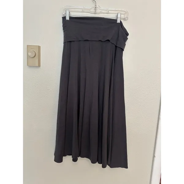 J. Crew Med. Midi Skirt Gray Cotton Modal Stretch Foldover Minimalist - Image 3