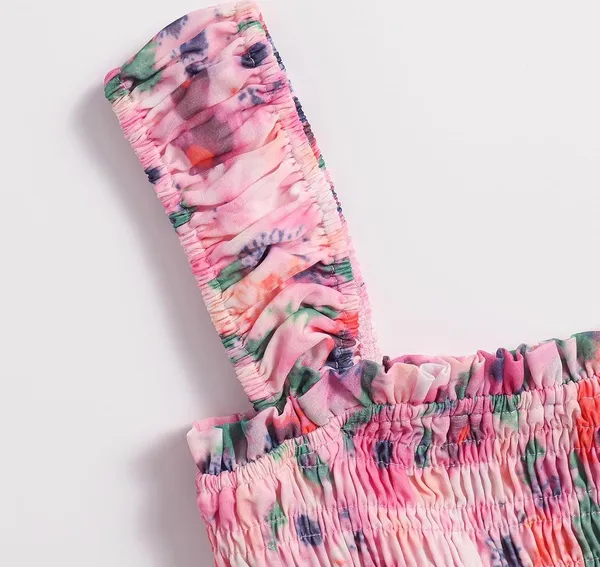 Women's Summer Floral Print Halter A-line Dress Bohemian Cake Dress Pink Dresses - Image 3