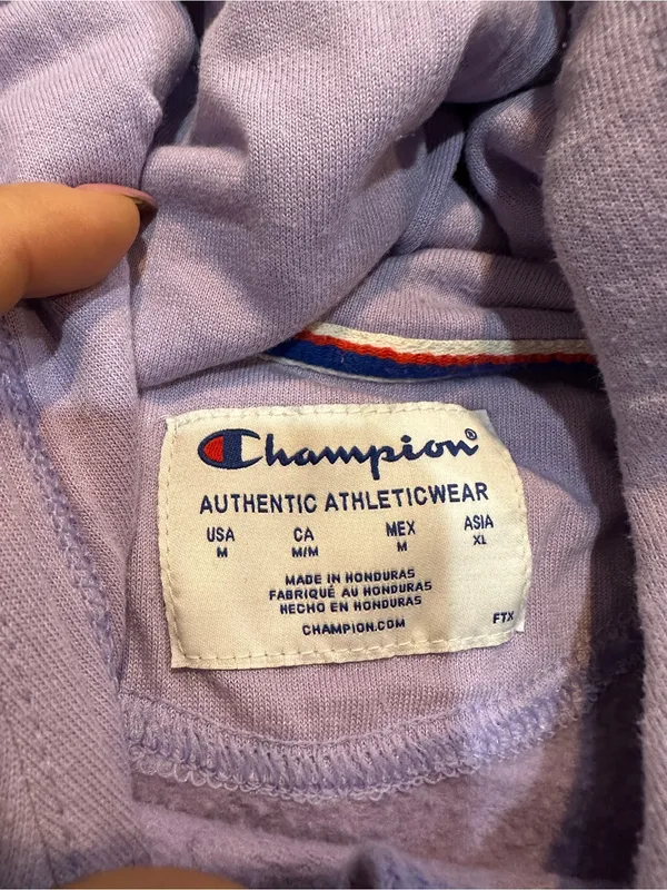Champion Lavender Pullover Hoodie with Purple Logo - Image 6