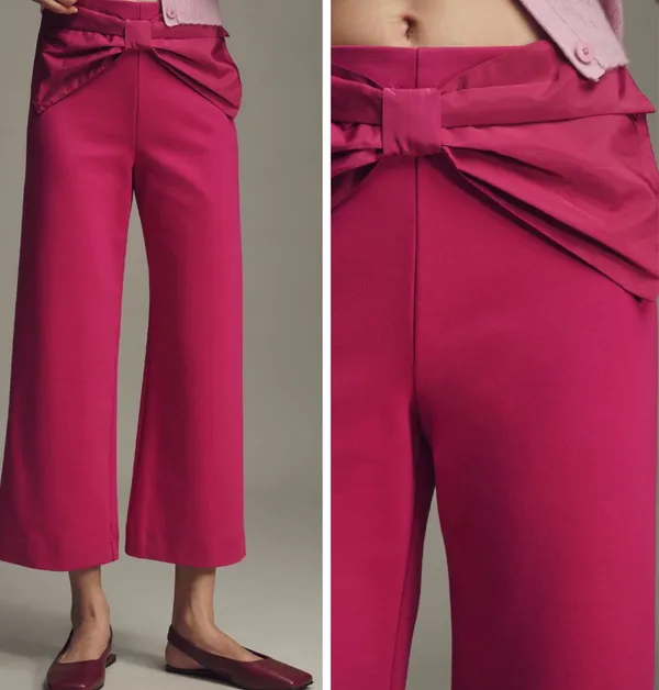 Anthropologie Maeve The Colette Bow-Waist Crop Wide-Leg Pants, Size 25 - Image 2