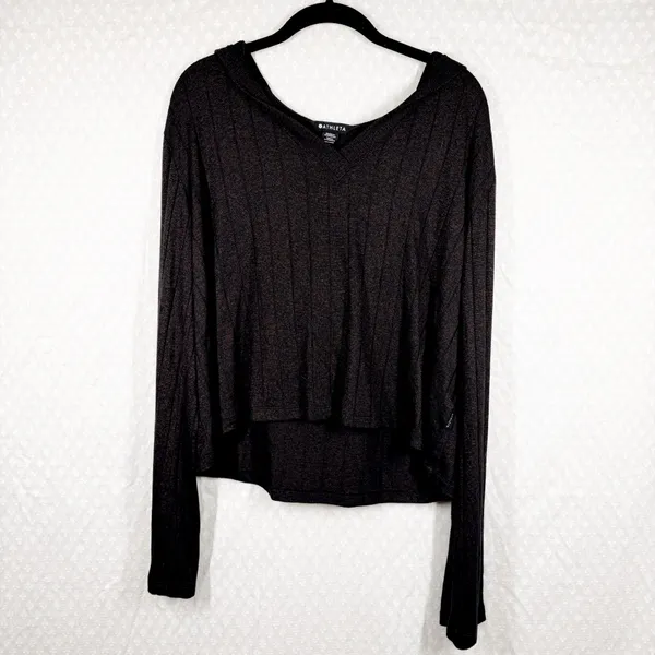 Athleta Black Speckled Harmony Pose Hoodie‎ Top - Image 3