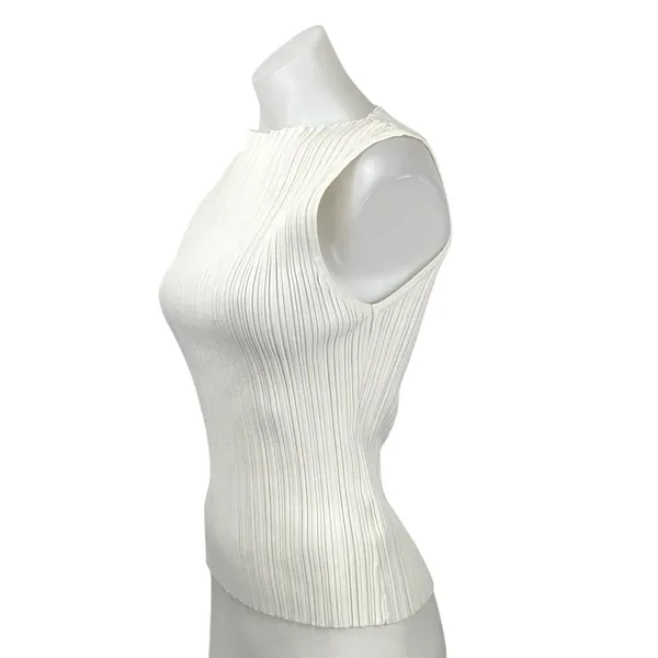 DISSH Women's White Sleeveless Ribbed Knit Boat Neck Cropped Tank Top Size XL - Image 2