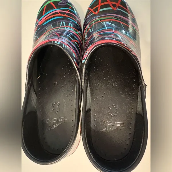 Dansko‎ professional Colorful Streamer Glossy Graffiti Clogs Size 38 US 7 - Image 4