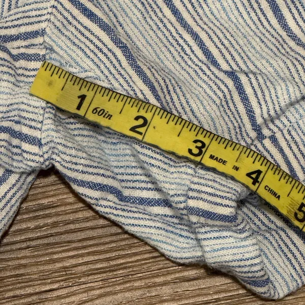 Per Se Linen Blend White and Blue Cargo Shorts Relaxed Fit Size Medium - Image 10
