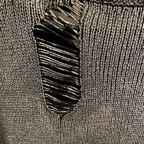 Guess Metallic Silver Black Distressed Knit Sweater Womens L‎ Chunky Oversized - Image 4