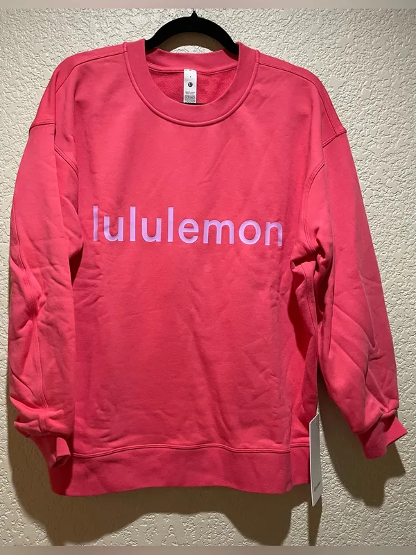 Lululemon Perfectly Oversized Crew Glazed Pink Sweatshirt Wordmark Size 4 - Image 2