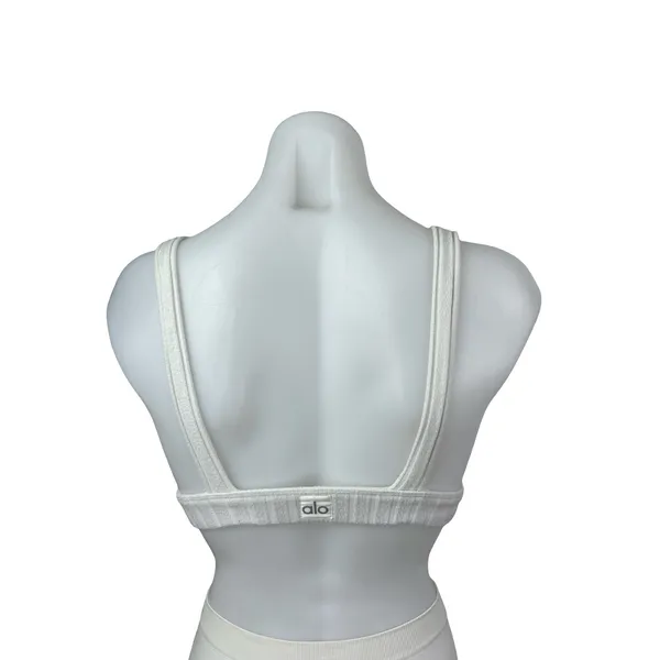 Alo Ribbed Take Comfort White Sleeveless Gym Athletic Activewear Tank Bra Top S - Image 4