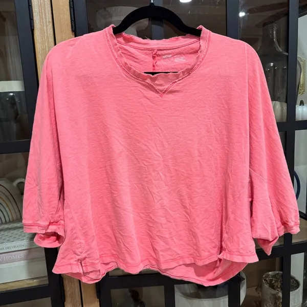 Aerie Summer House Slouchy Oversized T-Shirt cropped tee raglan tropadelic neon - Image 6