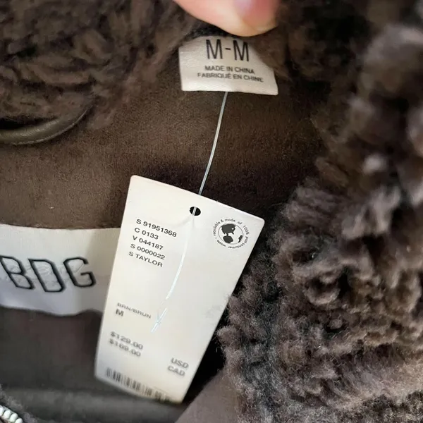 NWT BDG Taylor Piled Fleece Aviator Jacket Brown - Image 7