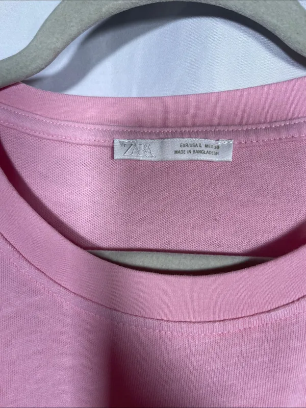 Zara Womens Pink Slub Knit Top Blouse Large 4174/345/620/L - Image 3