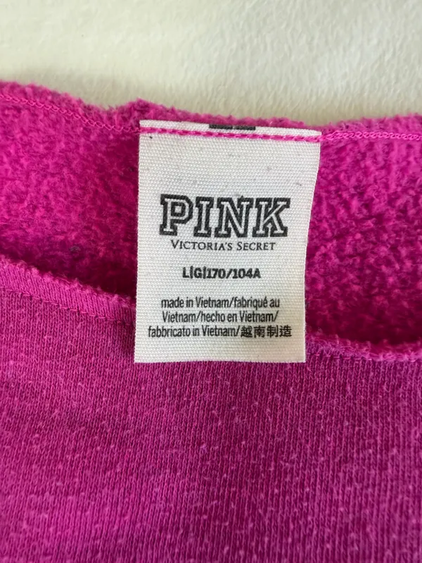 PINK - Victoria's Secret Everyday Lounge Crop Crew Sweater Jacket Top Fuchsia L - Image 2