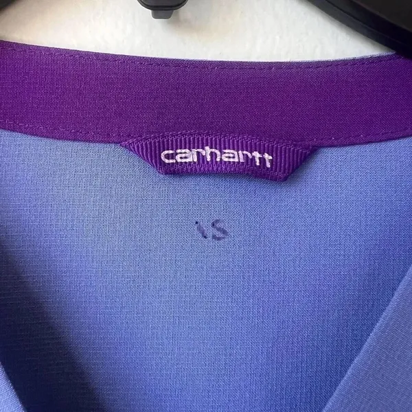 Carhartt Force XS Blue Scrub‎ Top Scrubs Women's Top with Purple Accents Nursing - Image 2