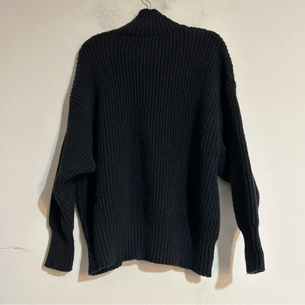 Aerie Offline Chillside Quarter Zip Sweater Cotton Black Large Cozy Loungewear - Image 7
