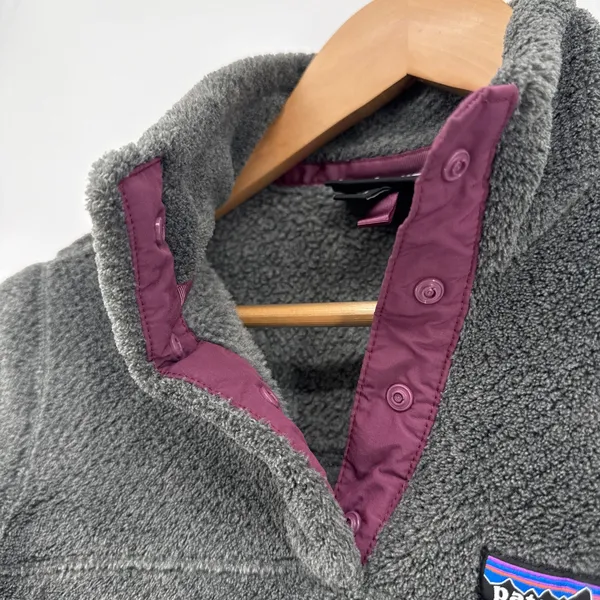 Patagonia Re-Tool Snap-T Fleece Pullover Grey Purple Polartec Women's Size Small - Image 5