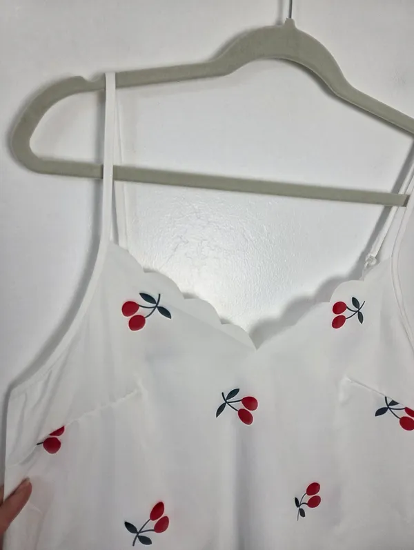 SheIn Cherry Print Camisole Top Scallop Trim Lolita Coquette Dainty Kawaii Small - Image 2