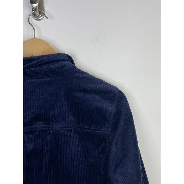 Appleseeds Wide Wale Corduroy Shacket Barn Coat Chore Jacket Stretch Navy Blue M - Image 11