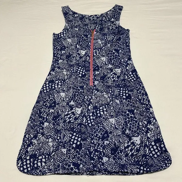 Lilly Pulitzer For Target Blue Fish Patterned Sheath Dress Sz 6 - Image 8