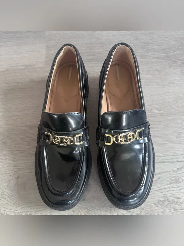 Sam Edelman Teagan Lug Sole Chunky Loafers Black Women’s 8 Academia - Image 2