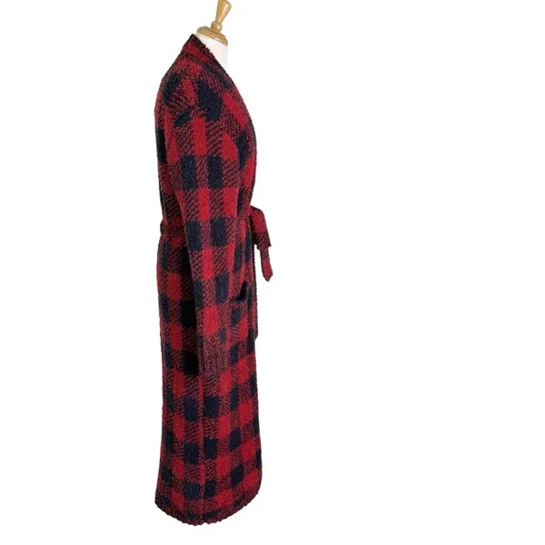 NWT SKIMS Knit Unisex Belted Robe Brick Buffalo Plaid Red Black Size S/M - Image 9