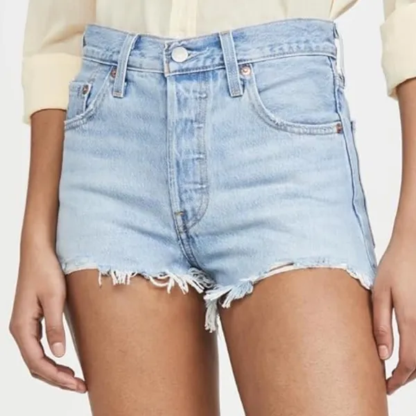Levi's Blue High-Waisted Jean Shorts - Image 2