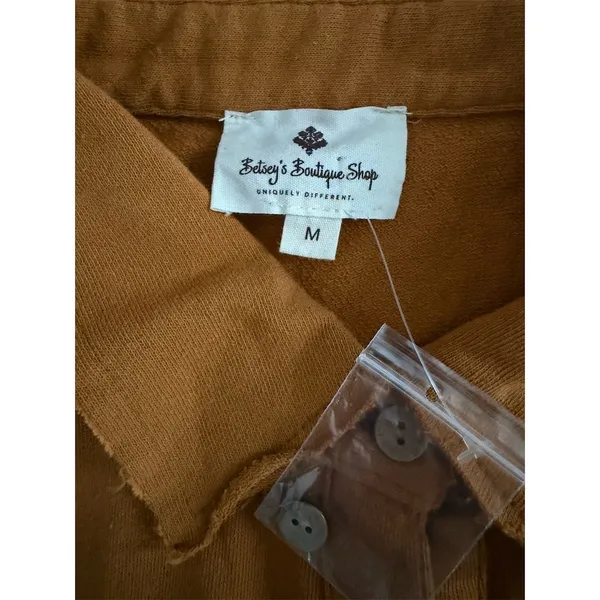 Betsey's Boutique Shop Shacket Womens Size M Brown/yellow Button Front Shirt - Image 4