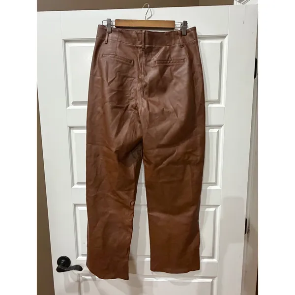Wilfred Free Brown Vegan Leather Ascendent Pant Straight Leg Size 10 Minimalist - Image 5